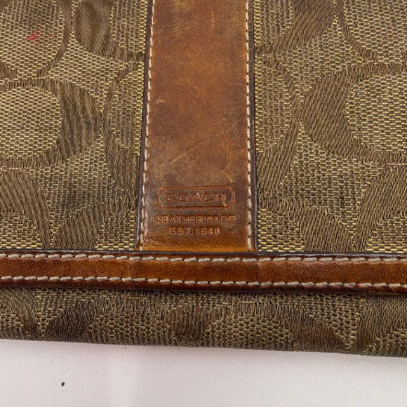 Coach Signature C Brown Canvas Leather Slim Wallet - Picture 2 of 8